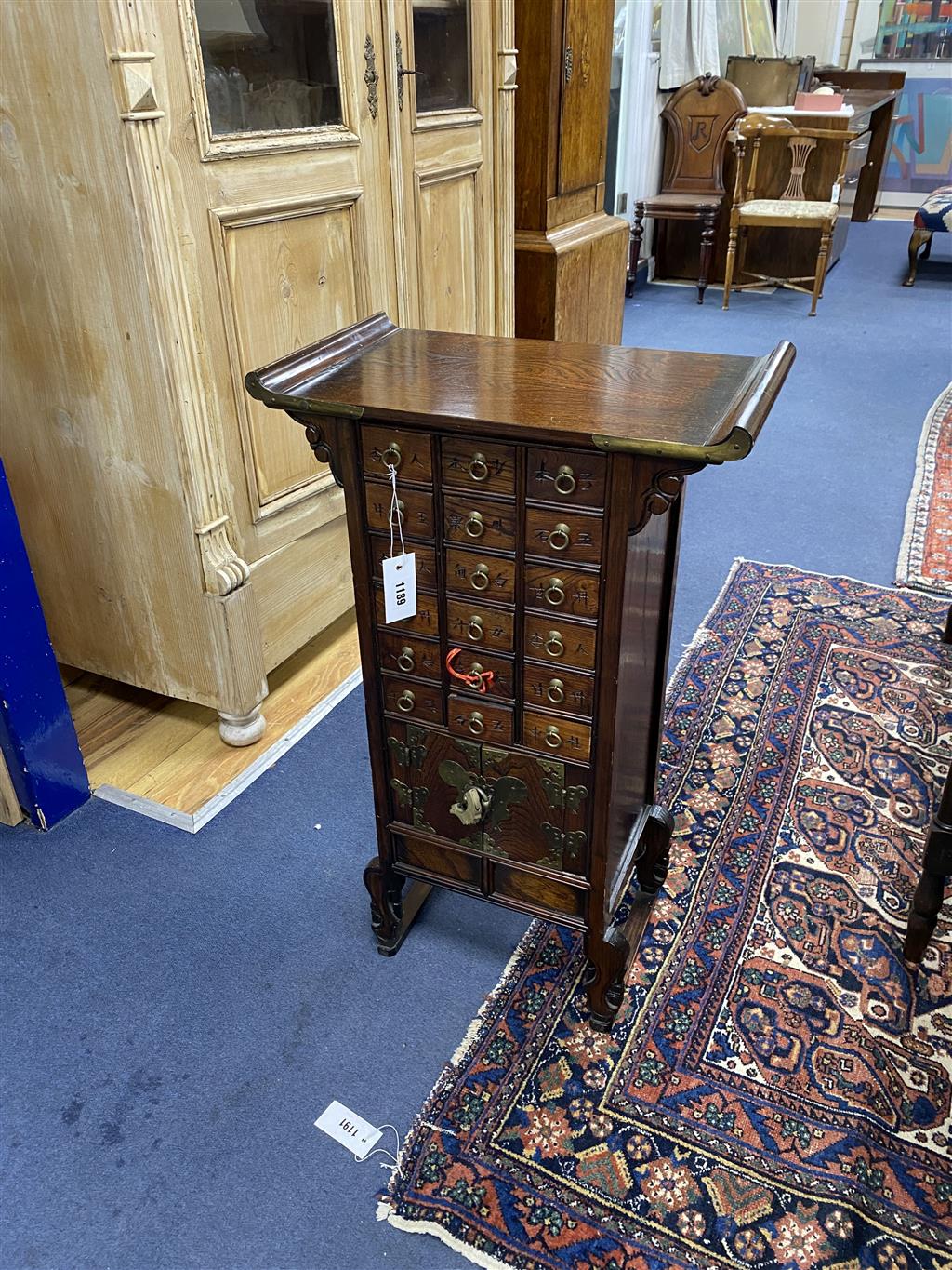 A Korean elm small medicine cabinet, width 46cm, depth 26cm, height 78cm